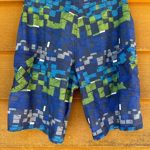 Sunshine Zone Blue Pixeled Men's Swim Trunks Shorts Size 27 - Picture 7 of 7